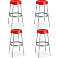 Set 4 Sgabelli bar gim rosso ALTO CM 80 S-cab ARREDO CASA Gambe in Alluminio Anodizzato, Seduta Ergonomica, Made in Italy