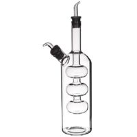 Ampolla Oliera Olio e Aceto 2in1 in Vetro per Tavola casa Dispenser Antigoccia con 2 Scomparti Capacità 25cl e 10cl,