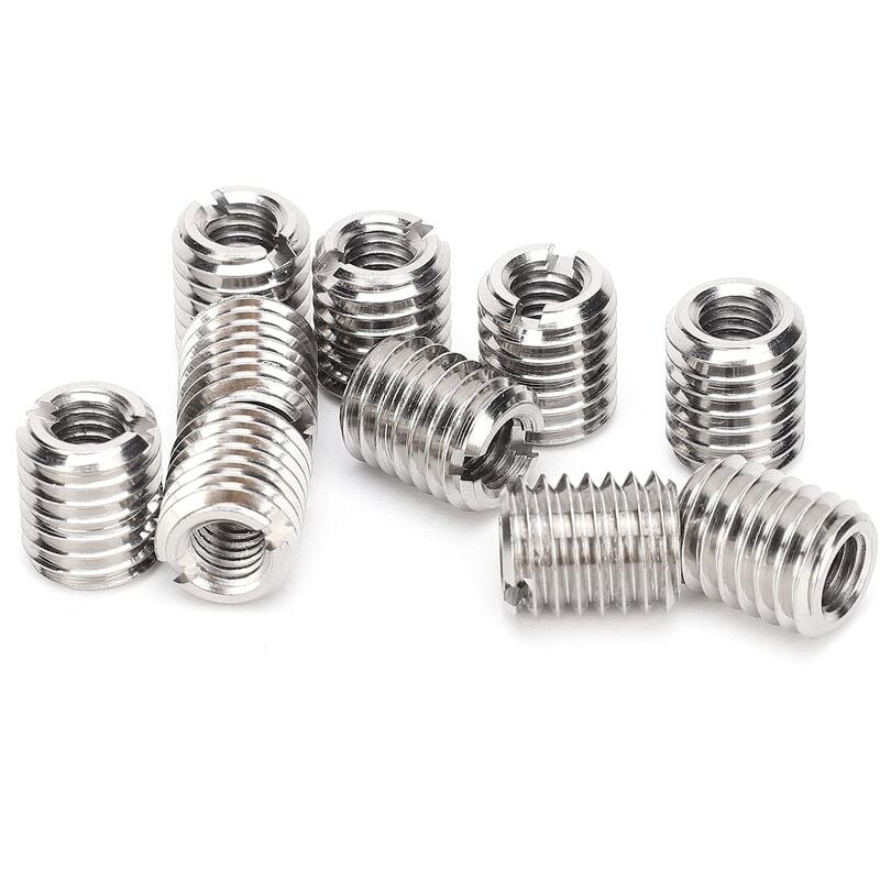 10pcs Noix d'insertion, Insert Fileté M6/M10 Écrou d'Insertion en 303 Acier  Inoxydable Insert de Filetage Autotaraudeur (Intérieur M6x1.0 extérieur  M10x1.5 longueur 12 mm) : : Bricolage