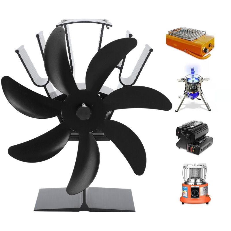 Ventilateur pour cheminées à 7 pales avec thermomètre. Radiateur en alumine  pour poêles à bois. Dissipation de chaleur et équipement de chauffage