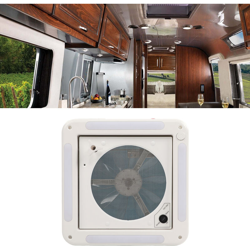 Ventilateur de Toit de Camping-car 12 V, Ventilateur de Camping-car 360 X  360 Mm et Petit Ventilateur de Fenêtre avec 4 Lumières LED, Ventilateur de