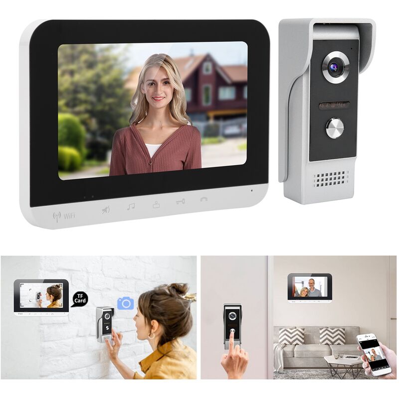 Sonnette de Vision Nocturne Filaire HD de 7 Pouces, interphone vidéo de  caméra 110-240V, interphone Mains Libres avec écran LCD TFT(UK Plug) :  : Bricolage