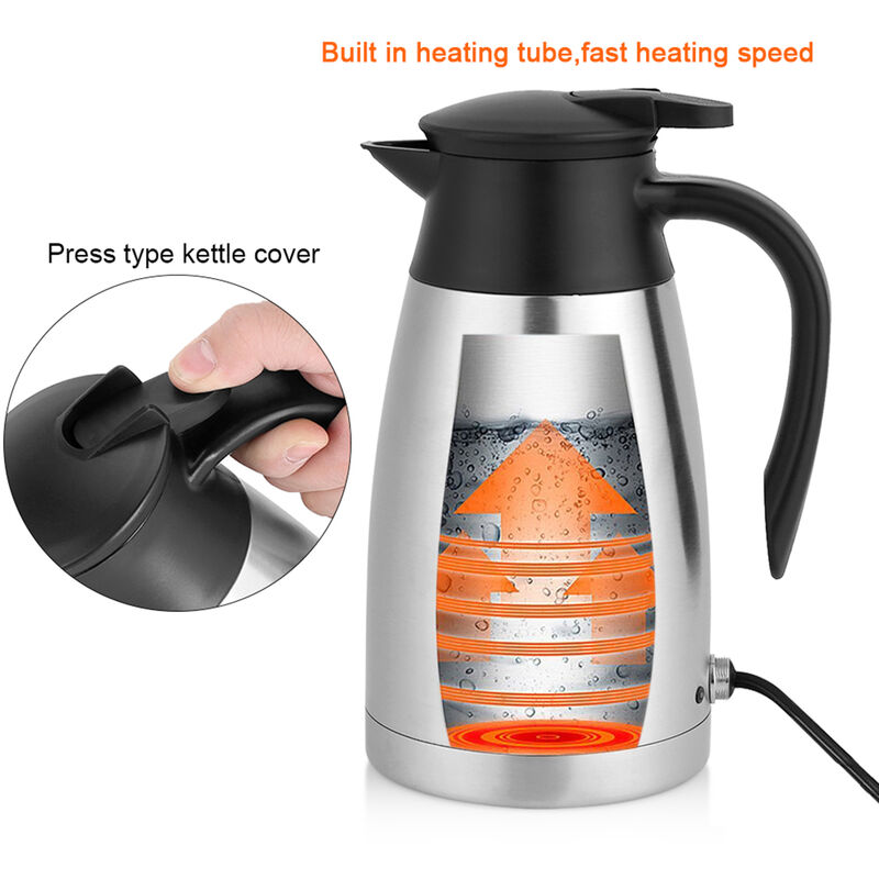 Bouilloire électrique de 1000 ml, bouilloire électrique de voiture d'acier  inoxydable tasse d'eau de chauffage de bouilloire électrique portative pour  le thé de café d'eau chaude : : Cuisine et Maison