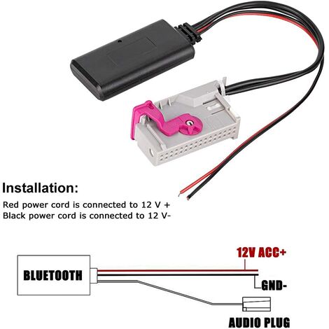 Eosnow,Cble audio Bluetooth 6 broches, adaptateur AUX-IN stéréo