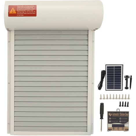 Eosnow porte poulailler automatique solaire,accessoire poulailler,avec minuterie,pour équipement de sécurité agricole,Convient aux poulets,canards et oies de taille régulière,blanc