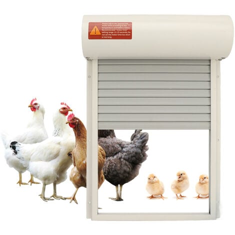 Eosnow porte poulailler automatique solaire,accessoire poulailler,avec minuterie,pour équipement de sécurité agricole,Convient aux poulets,canards et oies de taille régulière,blanc