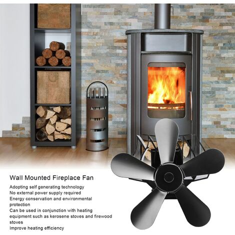 Aufun Ventilateur de cheminée avec 4 pales, brûleur à bois à