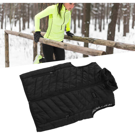 Eosnow Gilet chauffant électrique 17 zones, température constante intelligente, 4 interrupteurs, 3 vitesses, gilet chauffant intelligent, noir L