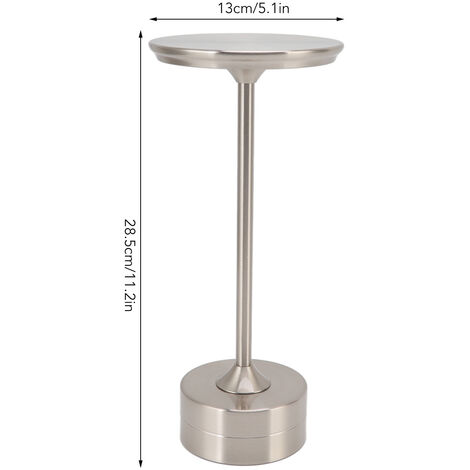 Eosnow Lampe de table sans fil rechargeable 2000mAh 3 niveaux de luminosité portable USB C LED lampe de chevet en métal argent