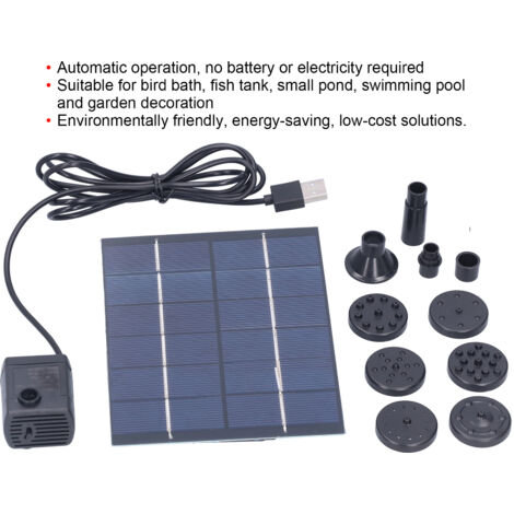 Pompe à Eau Solaire Autonome Pour Fontaine, Bassin Ou étang - Avec Panneau Solaire, écologique, Facile à Installer