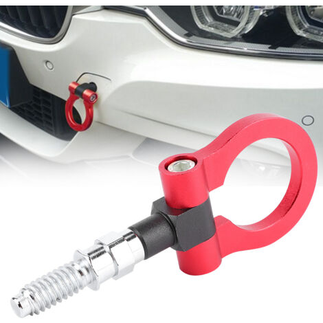 Eosnow Crochet de remorquage avant en alliage d'aluminium pour remorque automobile, anneau de remorquage décoratif pour série E rouge
