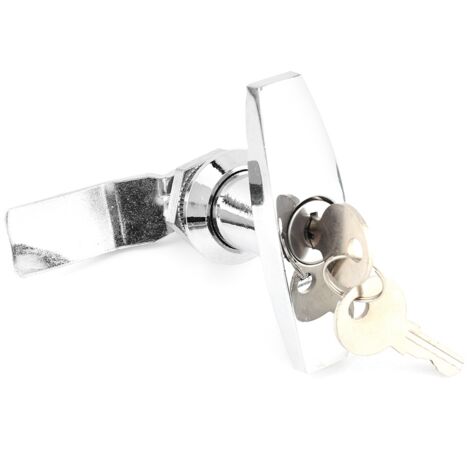 Eosnow Fixation arrière poignée en T serrure bote à outils serrure de porte de Garage avec clés pour auvent de caravane de remorque (argent