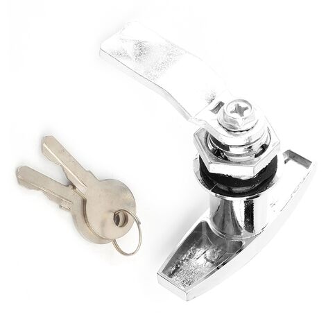 Eosnow Fixation arrière poignée en T serrure bote à outils serrure de porte de Garage avec clés pour auvent de caravane de remorque (argent