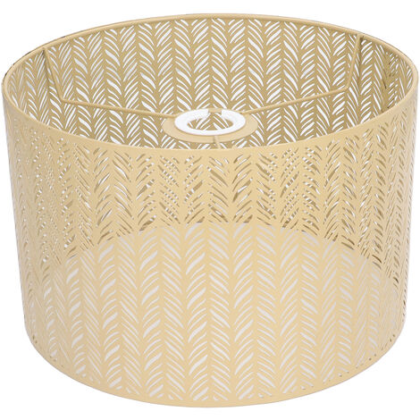 Abat-jour Rond Métal Vintage Noir Doré Coupe Creuse Tambour Pour Lampadaire Et Suspension