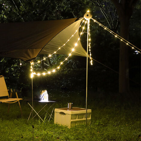 Camping Avec Lanternes Et Guirlandes Lumineuses Pour Une
