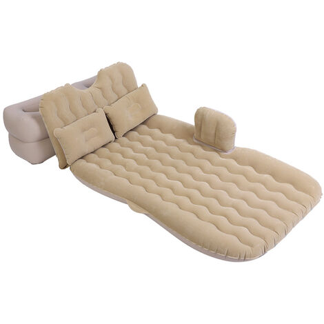 Matelas Gonflable De Voyage Pour Voiture Et Camping - 80x130cm, Tissu Velours, Couleurs Beige/gris/noir