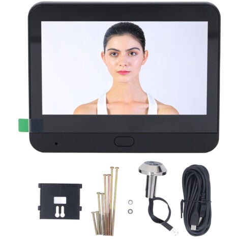 Eosnow Sonnette avec caméra judas pour Tuya Smart, visionneuse de porte numérique sans fil 1080P, 120 degrés, 4,3 pouces, conversation bidirectionnelle, détection de mouvement PIR