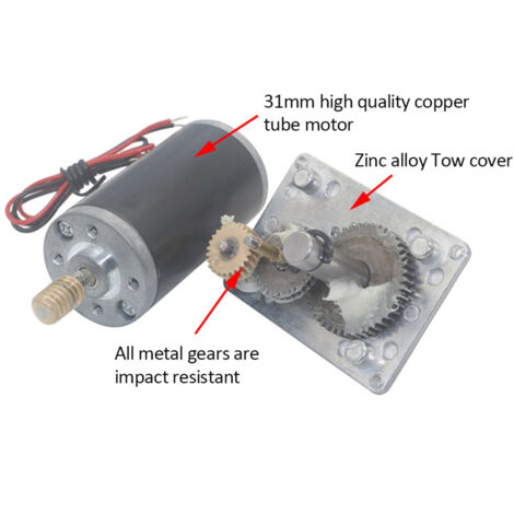 Moteur à Engrenage à Vis Sans Fin 12V - Réducteur De Vitesse Métallique Haute Torsion - Arbre 8mm - Choix De Vitesses (400, 200, 130... RPM) - 13