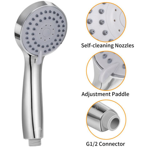 Pommeau De Douche Pluie Ronde Économe En Eau - Tête 360° Anti-Calcaire Pour Douche Solaire Et Camping