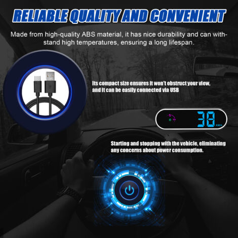 Compteur De Vitesse Solaire GPS Pour Voiture - Affichage Tête Haute (HUD) Avec Détection Lumière