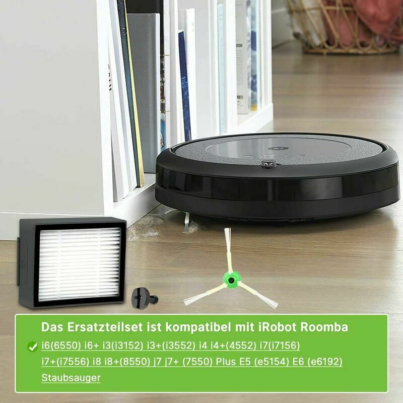 FFyan Accessoires de rechange pour iRobot Roomba i7 i7 + / i7 Plus E5 E6 E7  i3 i3+ i4 i4+ i6 i6+ i8 i8+/Plus robot aspirateur brosse principale& filtres  & brosses latérales 