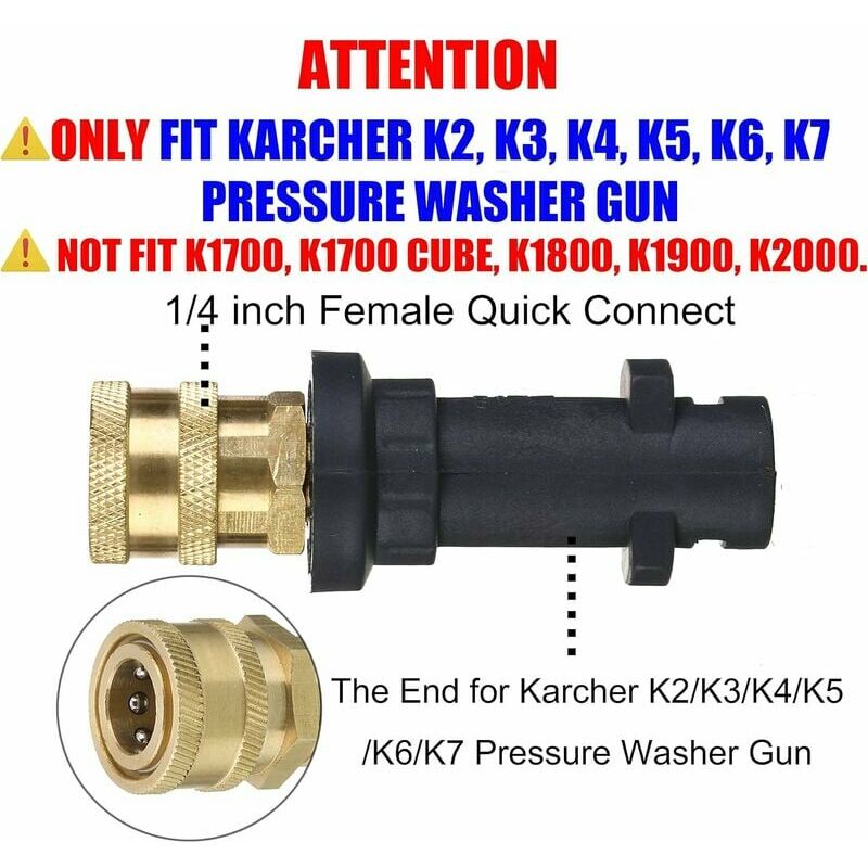 Pièce Détachée Nettoyeur Raccord Rapide Laiton EMagTech 12 Mm - Compatible Kärcher K2-K7 - Réparation Tuyau Haute Pression Raccord Laiton 12mm 9mm