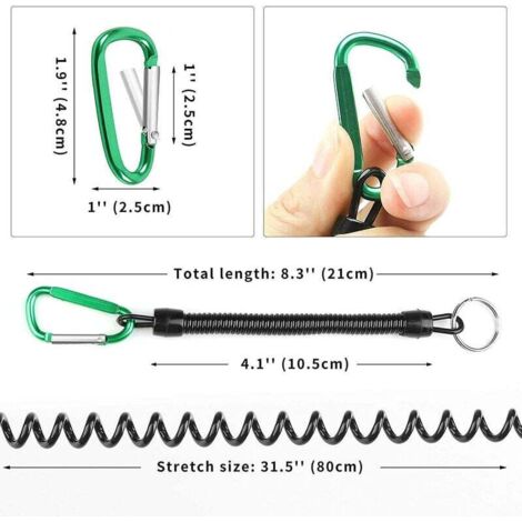 Rétractable Porte-clés Ressort 260mm Cordon Bouton-pression - Noir, Neuf, Marque Uxcell