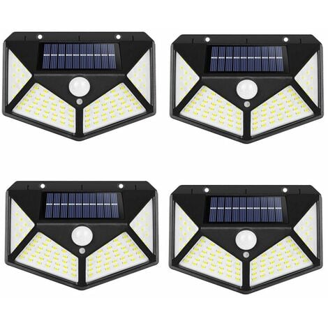 ALOVEZ  Lot de 4 lampes solaires d'extrieur, angle d'clairage 270 avec dtecteur de mouvement, applique murale tanche IP65 nergie solaire, arrire-cour, clture de jardin, patio, porte d'ent