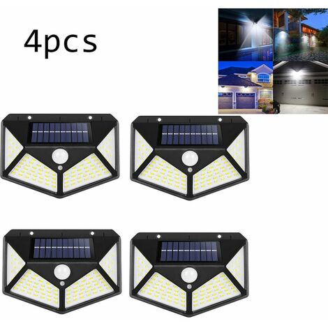 ALOVEZ  Lot de 4 lampes solaires d'extrieur, angle d'clairage 270 avec dtecteur de mouvement, applique murale tanche IP65 nergie solaire, arrire-cour, clture de jardin, patio, porte d'ent