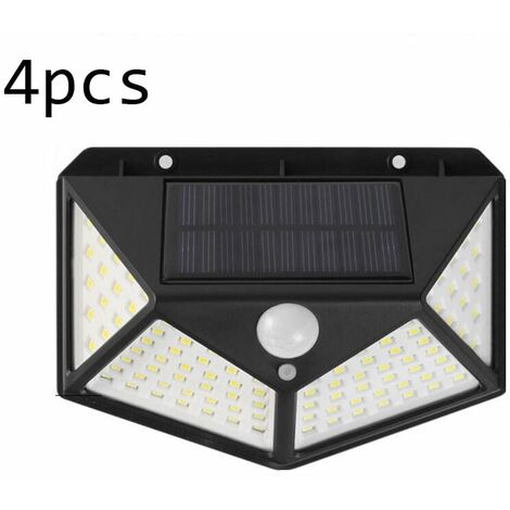 ALOVEZ  Lot de 4 lampes solaires d'extrieur, angle d'clairage 270 avec dtecteur de mouvement, applique murale tanche IP65 nergie solaire, arrire-cour, clture de jardin, patio, porte d'ent