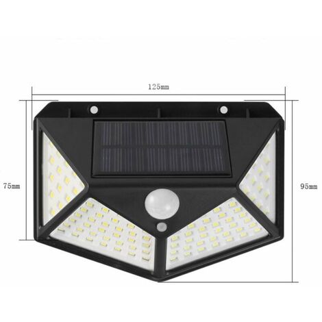 ALOVEZ  Lot de 4 lampes solaires d'extrieur, angle d'clairage 270 avec dtecteur de mouvement, applique murale tanche IP65 nergie solaire, arrire-cour, clture de jardin, patio, porte d'ent