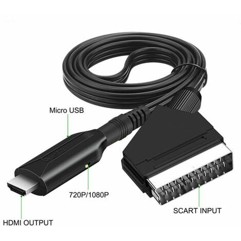 Câble péritel vers HDMI-Adaptateur péritel vers HDMI-Convertisseur audio  vidéo péritel tout en un vers HDMI 1080p/720p