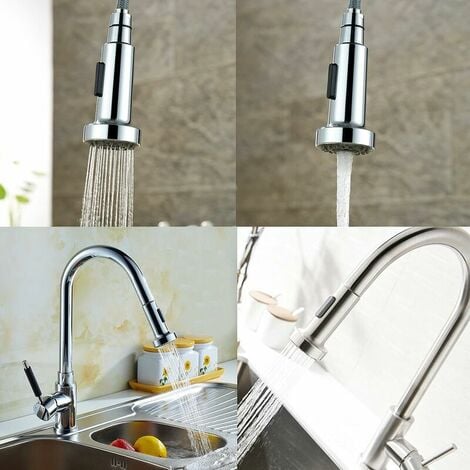 Douchette pour Robinet Cuisine Douchette 2 Modes Tête Robinet Cuisine Douchette Remplacement Douchette pour Rétractable Mitigeur Cuisine,Chromé