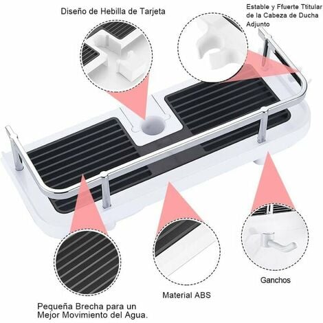 Étagère de douche Panier de rangement Fixation murale réglable Métal résistant à la rouille 270 mm x 116 mm x 50 mm QERSTA