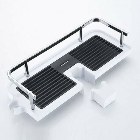 Étagère de douche Panier de rangement Fixation murale réglable Métal résistant à la rouille 270 mm x 116 mm x 50 mm QERSTA