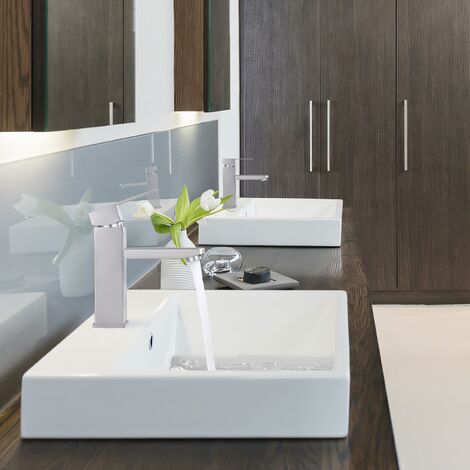 Robinet de salle de bain Robinet de lavabo Robinet de lavabo Mitigeur carré Mitigeur monocommande Robinet de lavabo Acier inoxydable Salle de bain Robinet de salle de bain Brossé