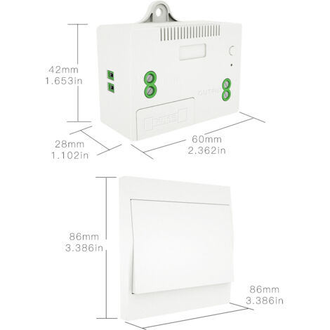Interrupteur sans Fil, sans Pile, télécommande Murale Va et Vient, Interrupteur Mural Auto alimenté, sans câblage, émetteur pour Panneau Mural (kit à 2 Voies), intérieur extérieur étanche