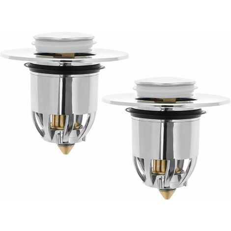 Bouchon Évier Pop-Up Laiton Chromé | Lot De 2 | 38mm Lavabo Cuisine Salle De Bain