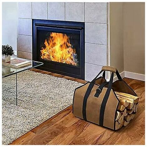 Sac de transport en toile durable pour bûches avec poignée pour cheminée ou  camping - 96 x 46 cm