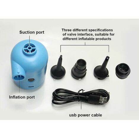 Pompe à air électrique, 2 en 1 Bleu Usb Portable Gonfleur/dégonfleur Pompe  de gonflage électrique multifonction Gonfleur électrique