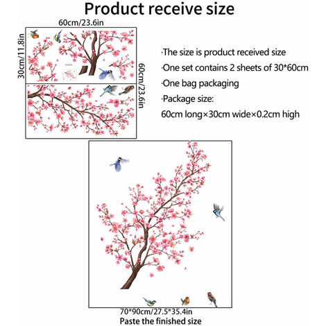 Sticker Mural Grand Arbre Fleuri Et Cygne - Decalmile, 140cm