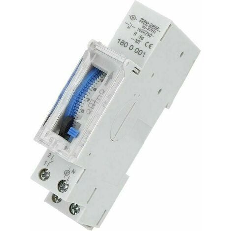 TEC HIT 730200 - Programmateur mécanique journalier avec interrupteur -  Segment de 30 mn - 3500 W - En ABS - Blanc