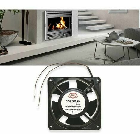 Ventilateur axial pour bote de cheminée Insérable Haute température Pales en métal Silencieux Universel 120 x 120 x 38 mm