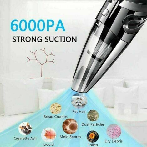 Aspirateur à Main sans Fil Puissant Portable 120W 2200mAh avec Fonction Huimide & Sèche Filtre HEPA Lavable et 5 Buses Rechargeable pour Maison,Table, Bureau, Voiture