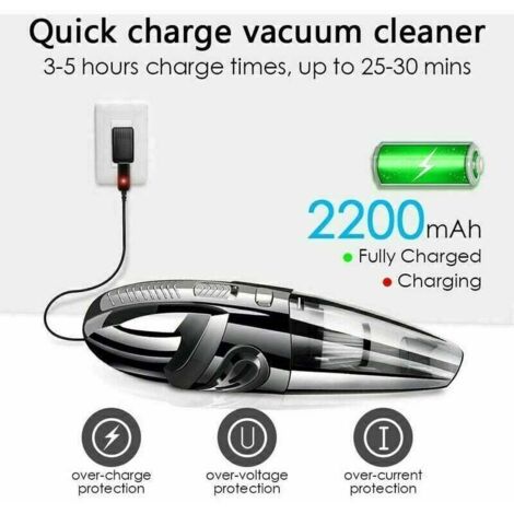 Aspirateur à Main sans Fil Puissant Portable 120W 2200mAh avec Fonction Huimide & Sèche Filtre HEPA Lavable et 5 Buses Rechargeable pour Maison,Table, Bureau, Voiture