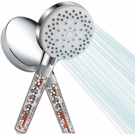 Pulvérisateur de bain à économie d'eau Pulvérisateur de bain sous pression  Jet à main à effet pluie Jet à main à 5 modes de réglage Pommeau de douche  au fini chromé 