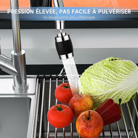 Eummy Aérateur pour Robinets 360° Pivotant avec 3 Modes d'Eau Pommeau de  Cuisine Robinet de pulvérisation en Acier Aérateur pour Évier Cuisine