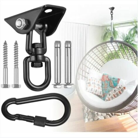 Crochet De Plafond Pivotant 360° Charge Lourde - En Acier Inoxydable - Support Jusqu'à 680 Kg - Pour Poutre Bois Ou Béton