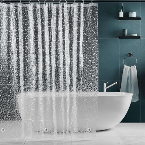 Rideau De Douche Anti-Moisissure KUOGAS - 200x200cm Motif Mosaïque 3D - 3 Aimants Bas - EVA