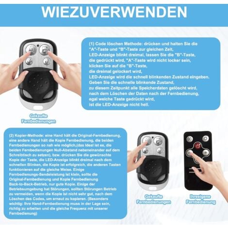 4 Pièces Telecommande Universelle Portail, Telecommande Garage Universelle sans Fil, Telecommande Portail Compatible 433.92 MHz, Telecommande Universelle Porte Garage